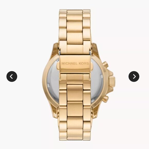 Michael Kors Everest Chronograph Gold Tone 42MM Turquoise Baguette Watch - Picture 2 of 6